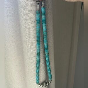 Turquoise Heishi Necklace with Silver Bead Accents